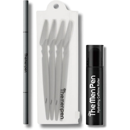 The Men Pen Refresher Kit front view of dark brown grooming set packaging