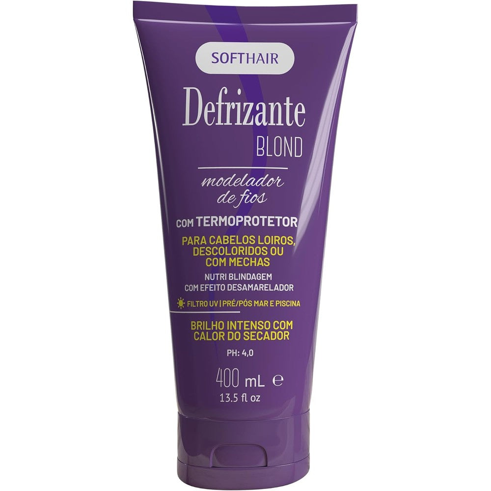 Soft Hair Defrizante Blond 400ml tube front view authentic imported anti frizz blonde hair cream