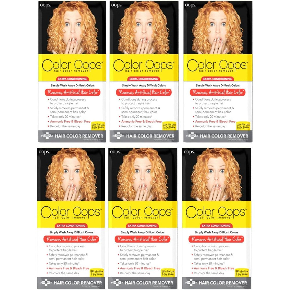 Developlus Color Oops Extra Conditioning Hair Color Remover front view packaging for gentle dye removal.