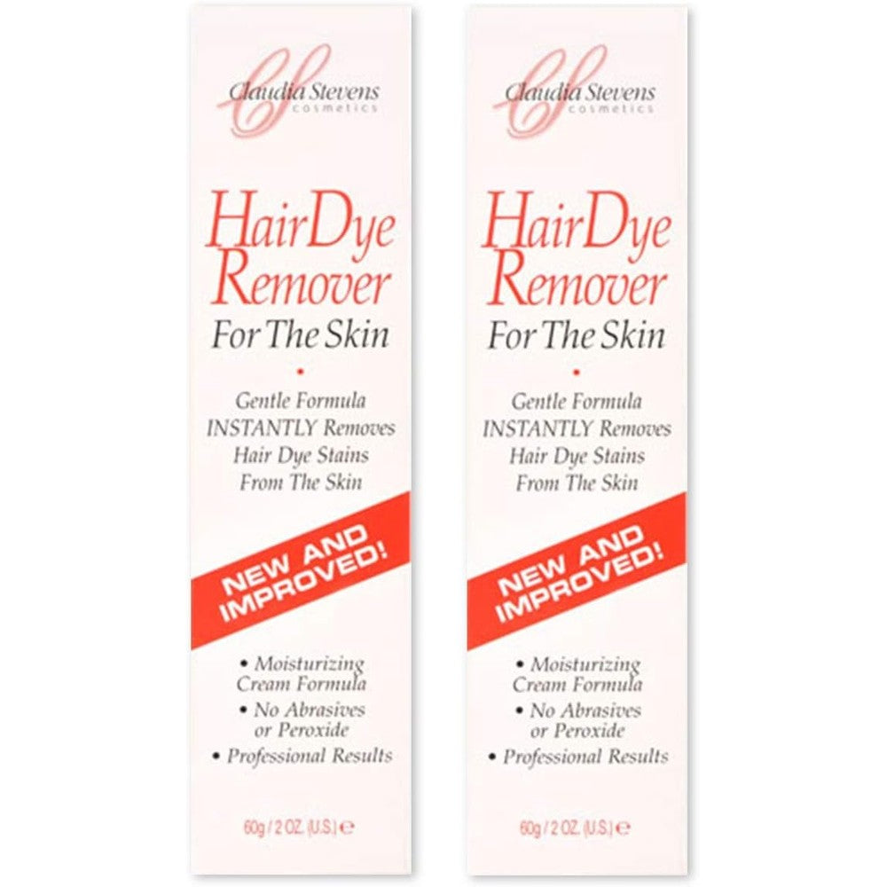 Claudia Stevens Hair Dye Remover for the Skin front view of the two-pack bundle.