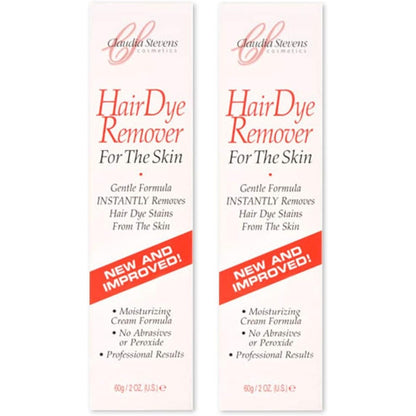 Claudia Stevens Hair Dye Remover for the Skin front view of the two-pack bundle.