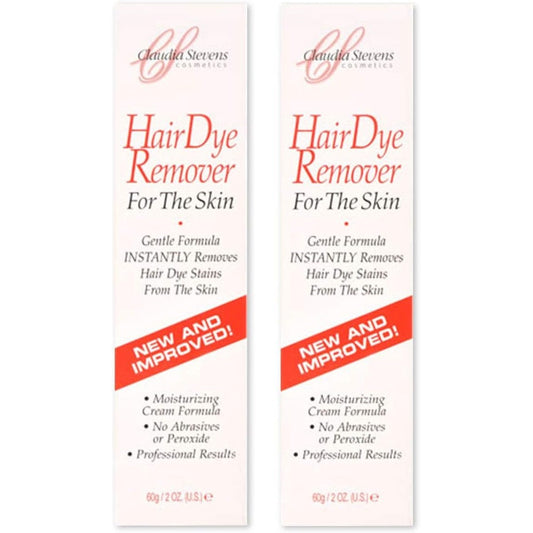 Claudia Stevens Hair Dye Remover for the Skin front view of the two-pack bundle.