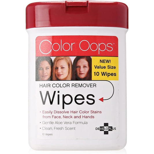 Color Oops Hair Color Remover Wipes 10 count pack of 5 front view showing product packaging.