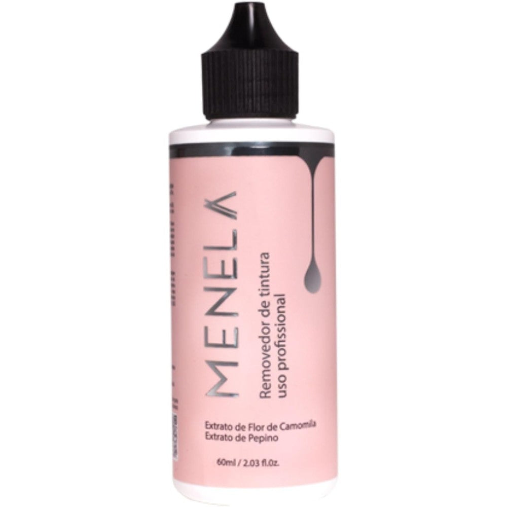 Menela CosmÃ©ticos Professional Eyebrow Tint Remover bottle front view for professional brow correction.