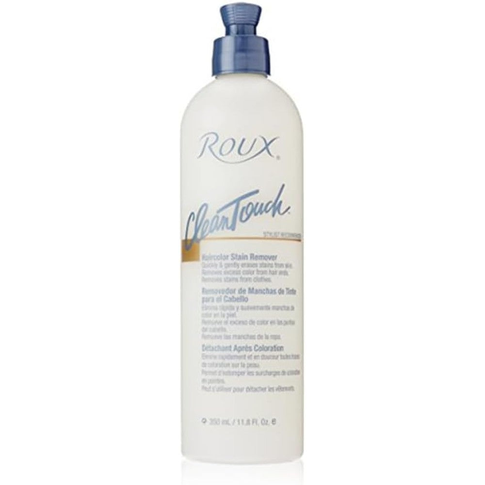 Roux Clean Touch Hair Color Stain Remover 11.8 Ounce front view bottle for professional hair dye removal