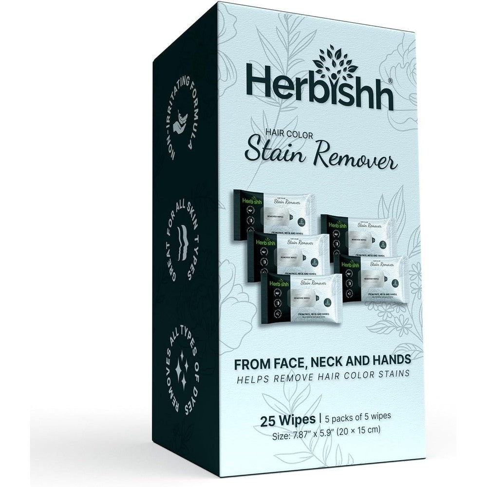 Herbishh Hair Color Stain Remover Wipes front view of the travel pack for skin dye cleanup.