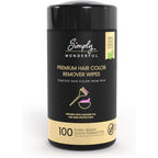 Simply Wonderful hair color remover wipes 100 count canister front view for face skin stain removal