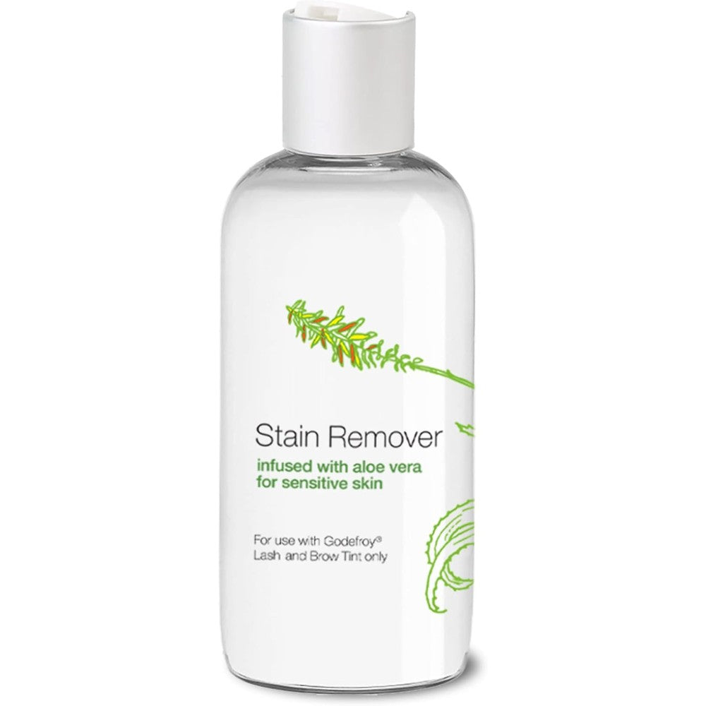 Godefroy Stain Remover front view clear bottle with white cap for removing hair dye stains