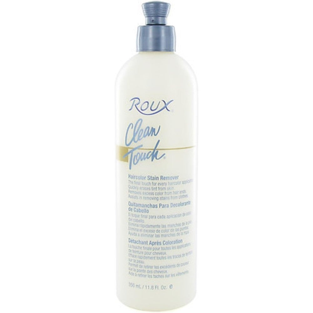 Roux Clean Touch Hair Color Stain Remover front view of eleven point eight ounce bottle