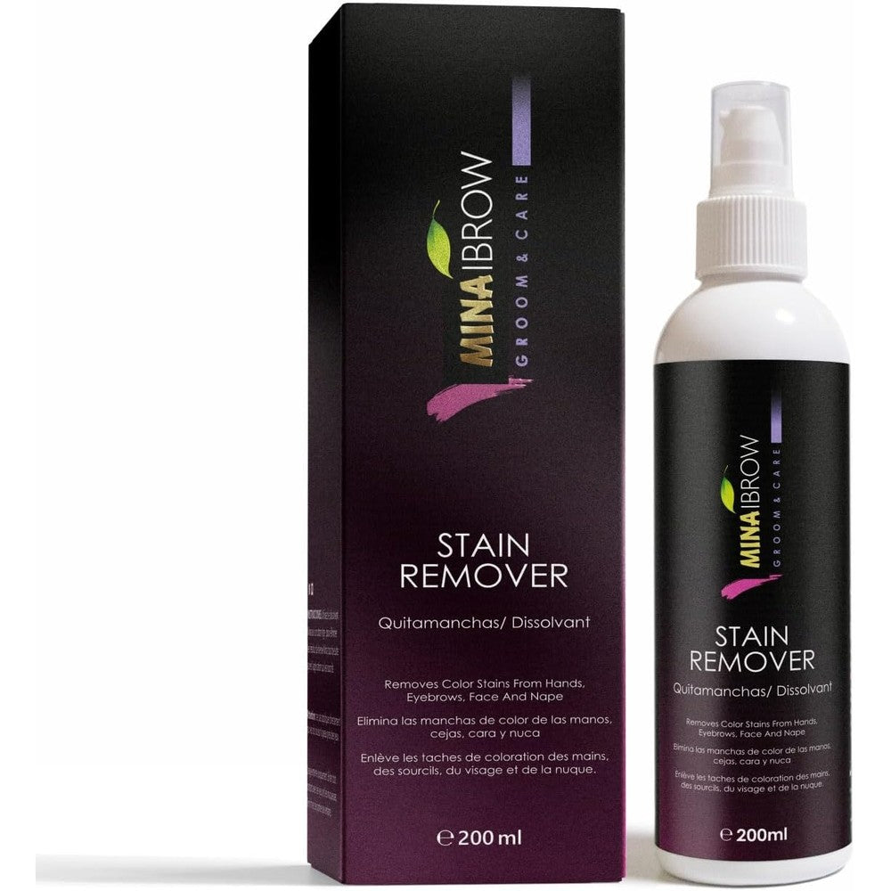 MinaiBrow Henna Tint Stain Remover 200ml bottle front view for eyebrow color correction
