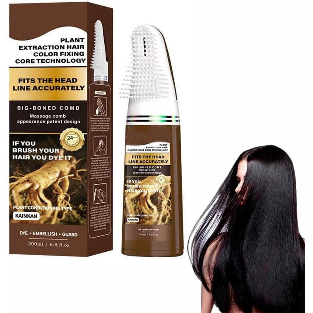 Cai Gaibai hair dye shampoo comb front view natural black color bottle