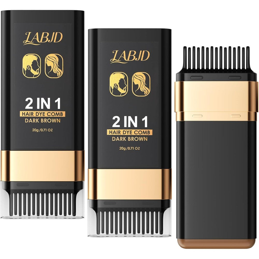 Labjd 3 Pack Hair Dye Comb Dark Brown front packaging view