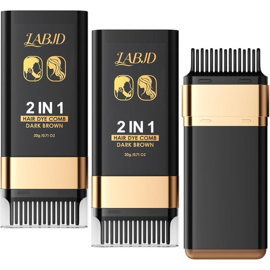 Labjd 3 Pack Hair Dye Comb Dark Brown front packaging view
