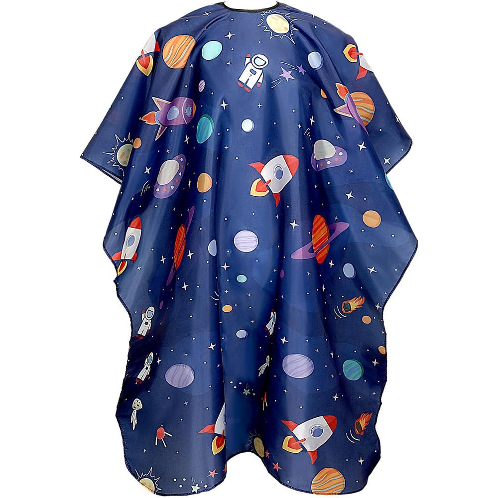 Febsnow kids hair cutting cape front view with cartoon print