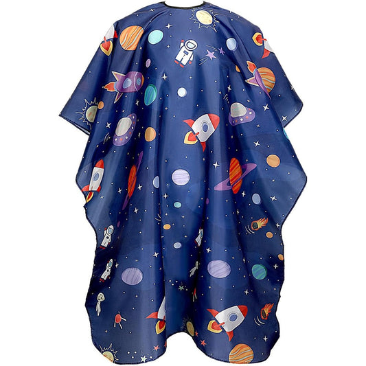 Febsnow kids hair cutting cape front view with cartoon print