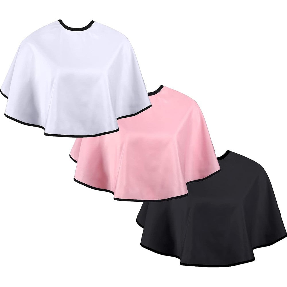 Sintege makeup capes front view showing black white and pink colors for salon clients.