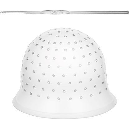 Rishvi Punched Silicone Highlight Hair Cap With Metal Hook For Professional Salon Hair Coloring Streaking And DIY Dyeing Tools For Women And Men - Image 1