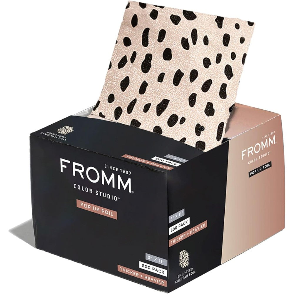 Fromm cheetah print embossed pop up hair foils front view