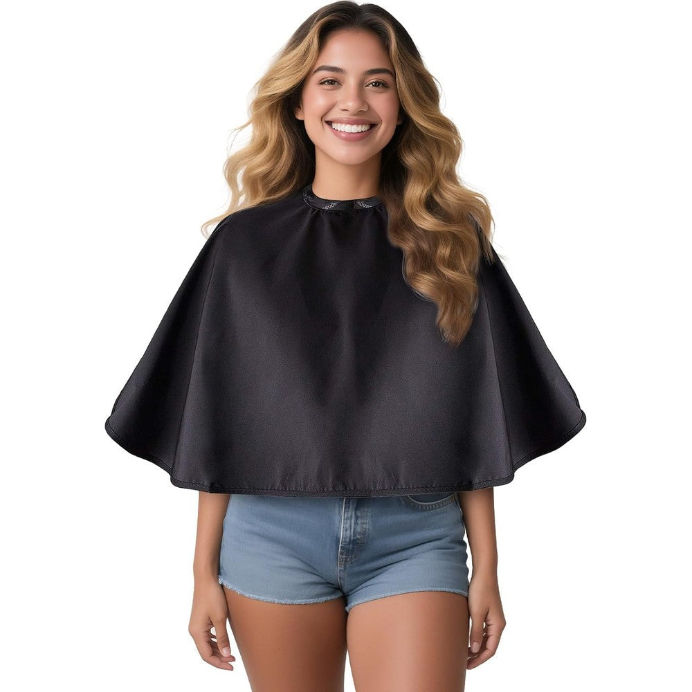 Noverlife shortie makeup cape front view for professional beauty salons