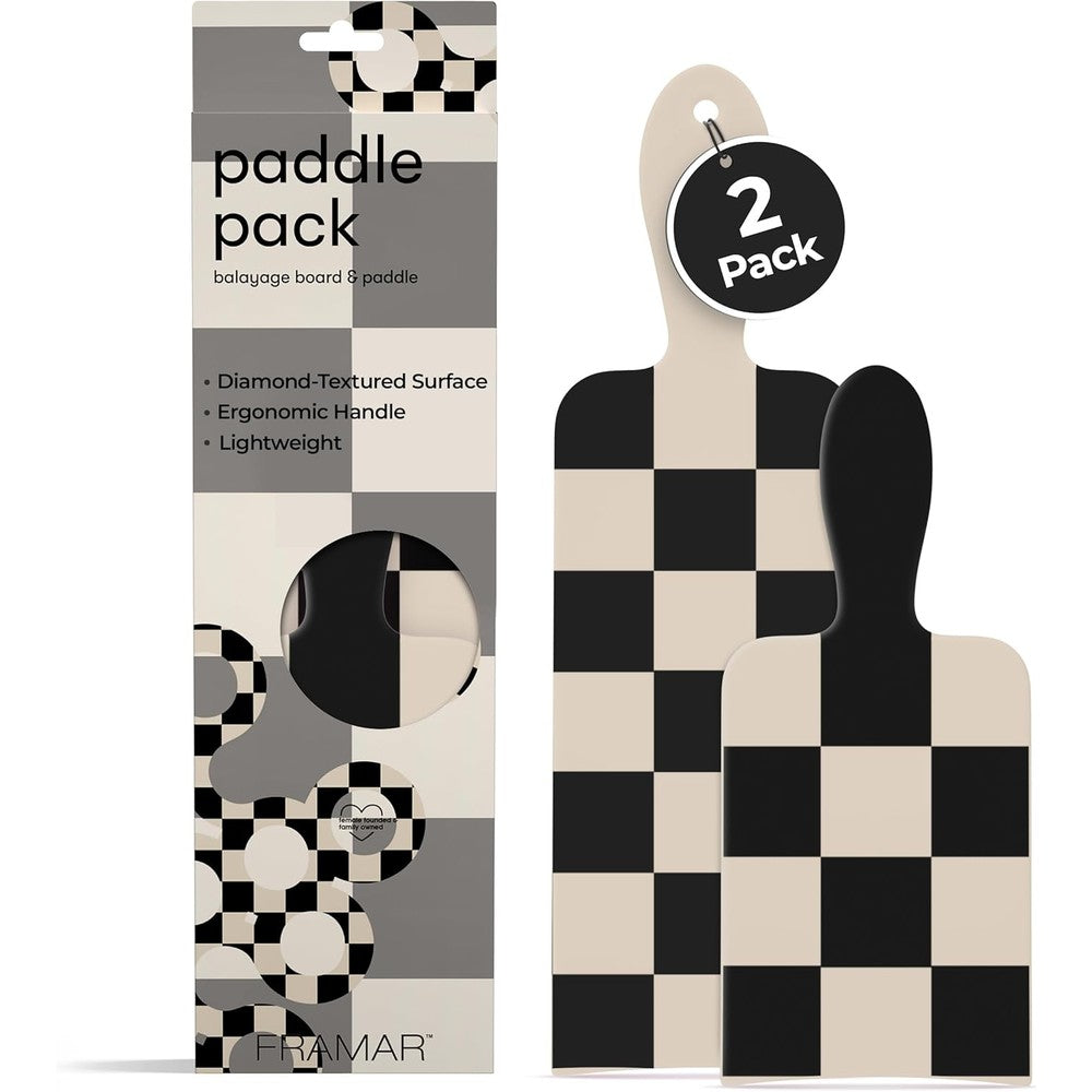 Framar Checkered Balayage Board and Paddle Set in Cream and Black