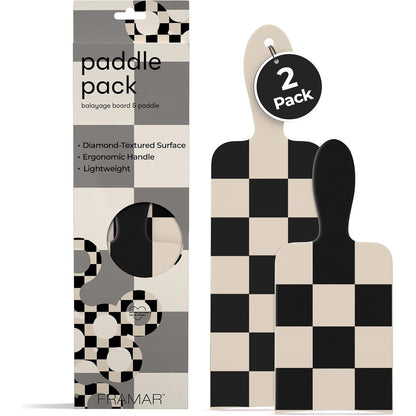 Framar Checkered Balayage Board and Paddle Set in Cream and Black