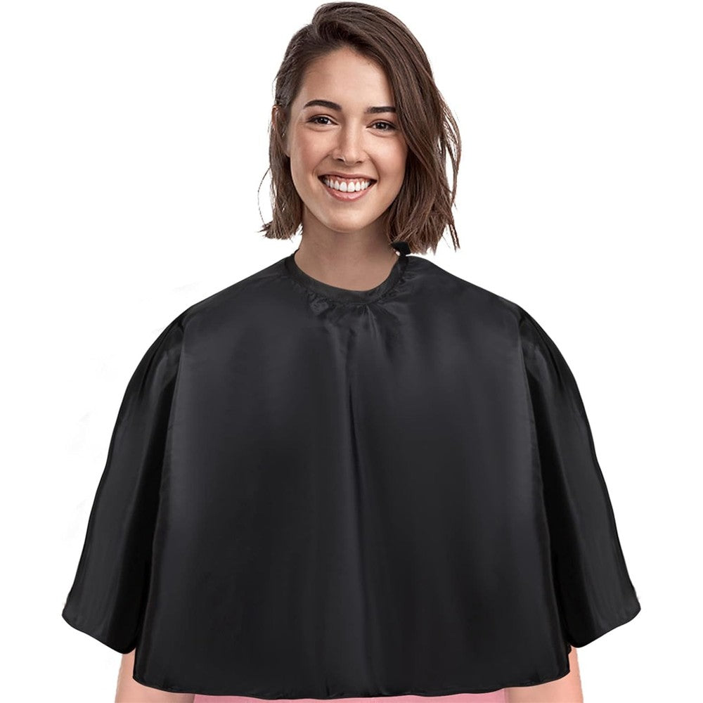 Yelegai waterproof nylon short barber cape front view in black
