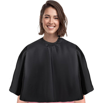 Yelegai waterproof nylon short barber cape front view in black