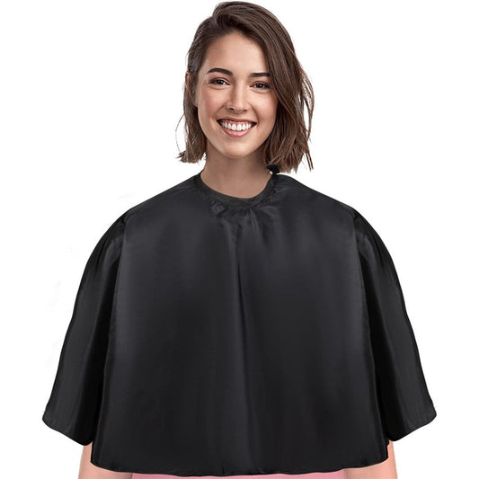 Yelegai waterproof nylon short barber cape front view in black