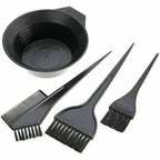 MSQ Professional Hair Colouring Brush and Bowl Set front view showing the black mixing bowl and three applicator tools.