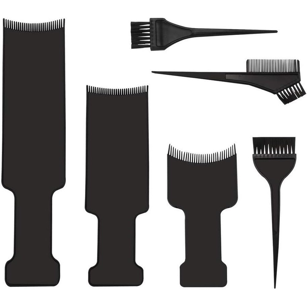 Pimoys balayage highlighting kit front view showing three black boards and three dye brushes