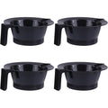 Beaupretty hair dye bowl set front view showing four black plastic salon mixing bowls.