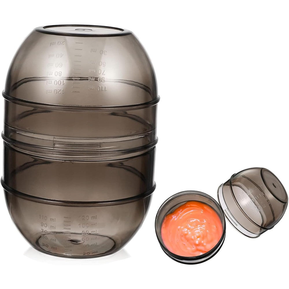 Beavorty hair dye color mixing cup front view showing smoky gray semi-transparent plastic and clear measurement markings