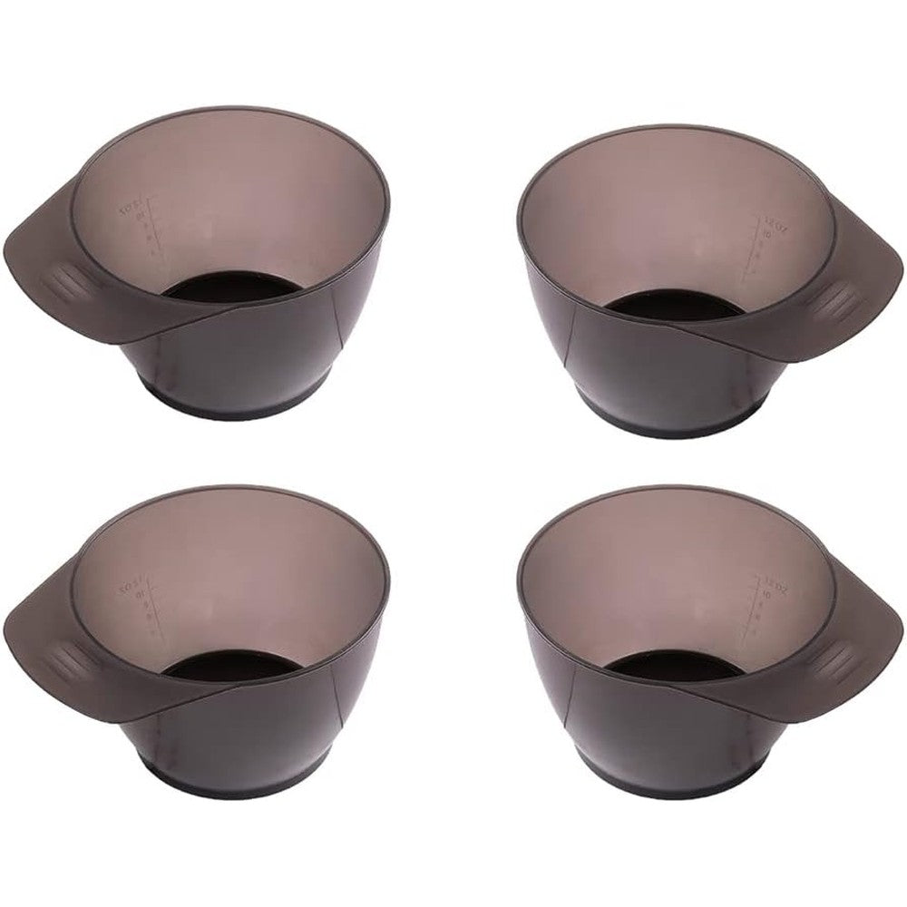 GSHLLO plastic hair color mixing tint bowls set of four front view for professional hairdressing.