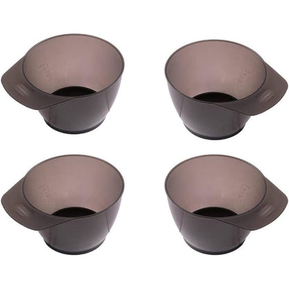 GSHLLO plastic hair color mixing tint bowls set of four front view for professional hairdressing.