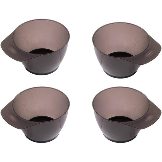 GSHLLO plastic hair color mixing tint bowls set of four front view for professional hairdressing.