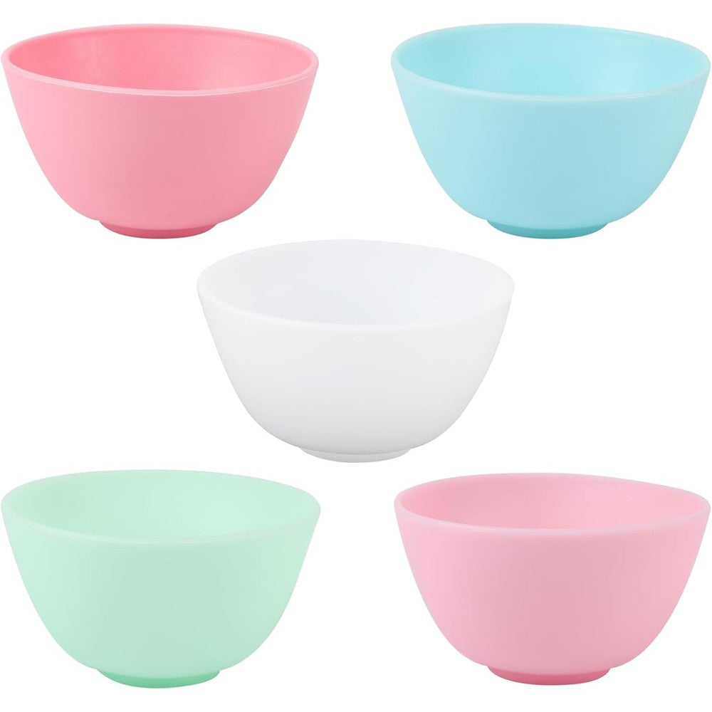 Wahijihe silicone facial mask mixing bowls set front view displaying five colorful bowls