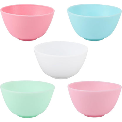 Wahijihe silicone facial mask mixing bowls set front view displaying five colorful bowls