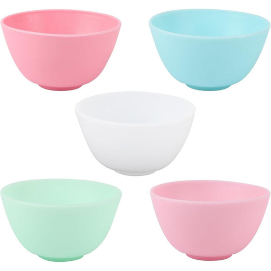 Wahijihe silicone facial mask mixing bowls set front view displaying five colorful bowls