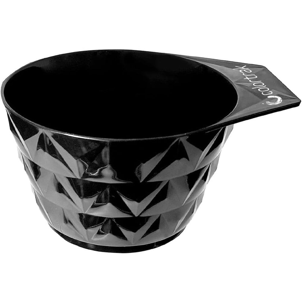 Colortrak XL Black Diamond hair color mixing bowl front view showcasing ergonomic handle