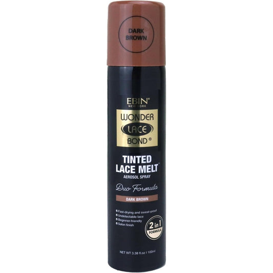 Ebin New York Wonder Lace Bond Tinted Lace Melt Aerosol Spray Dark Brown bottle front view