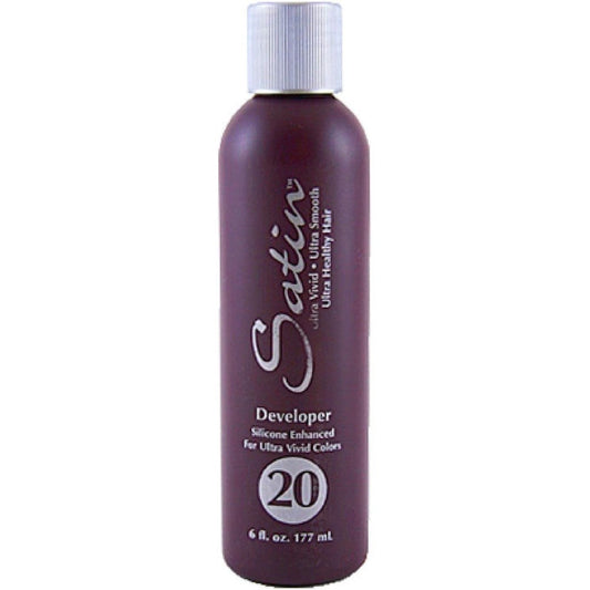 Developlus Satin Silicone 20 Volume Developer 6 Fluid Ounces bottle front view