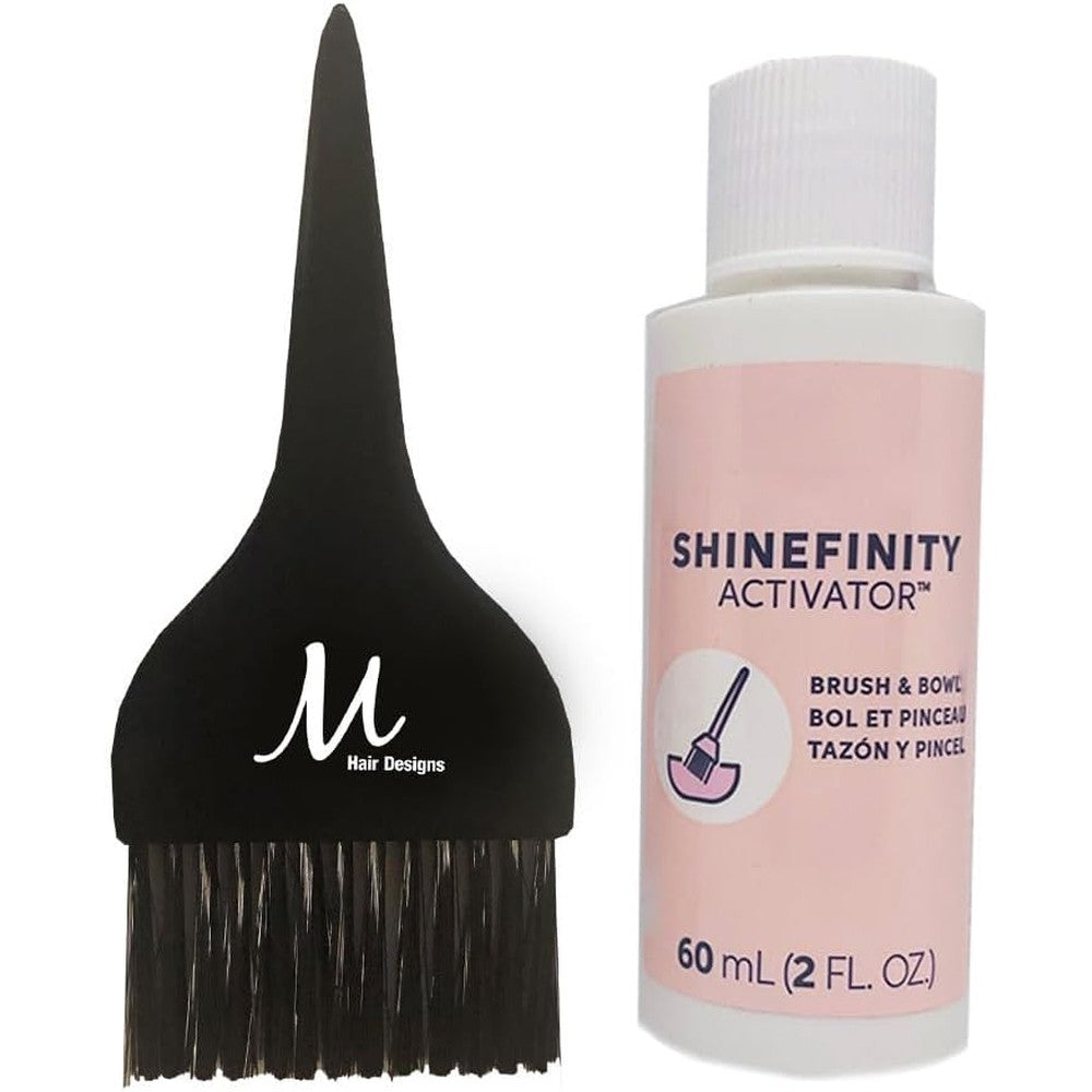 M Hair Designs Shinefinity Activator 2% bundle with tint brush for professional hair color application