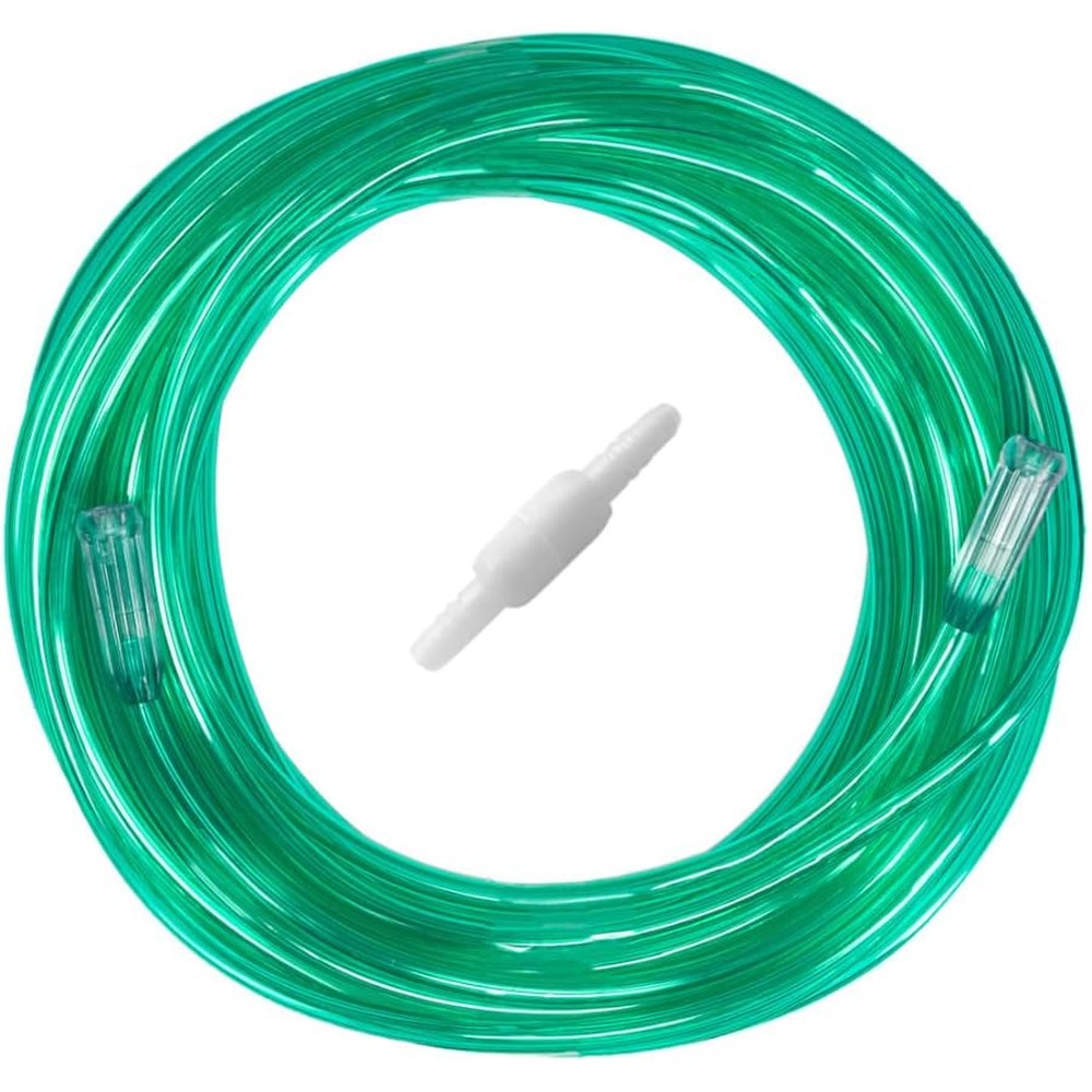 ResOne 2 Pack 50 Foot Green Oxygen Supply Tubing front view showing swivel connectors for respiratory support.