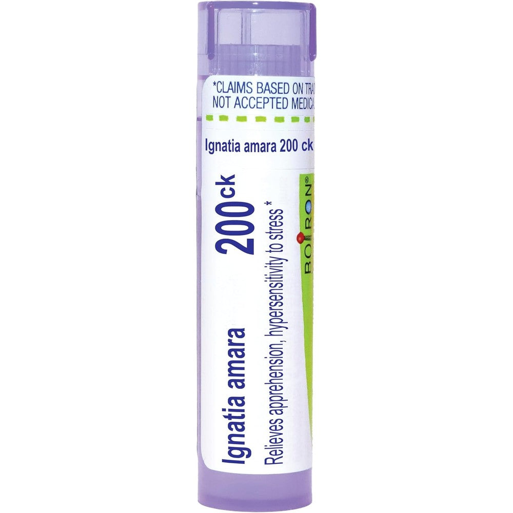 Boiron Ignatia Amara 200CK tube front view for homeopathic stress relief.