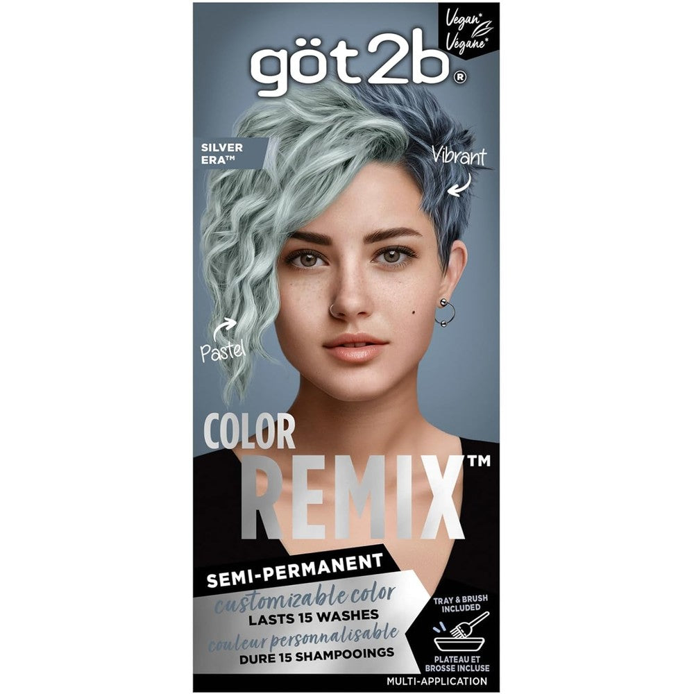 Got2b Color Remix Silver Era semi-permanent hair color kit with brush and tray