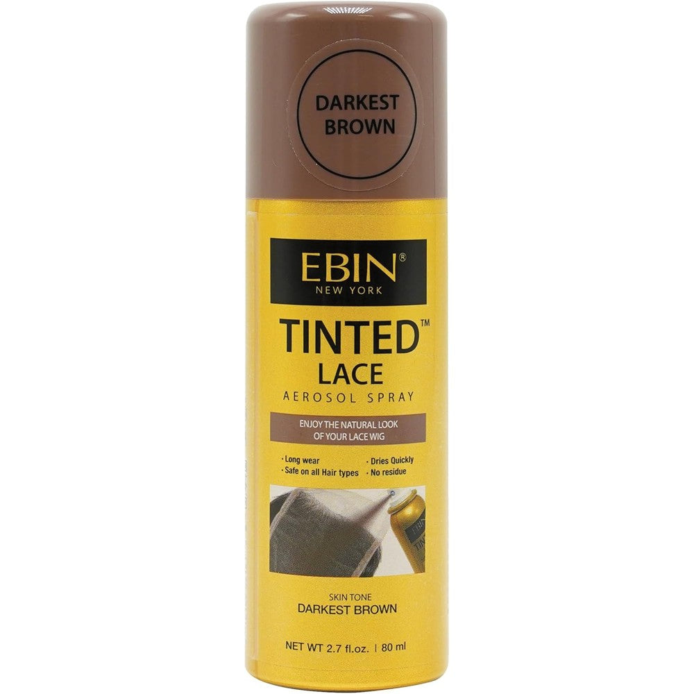 Ebin New York Tinted Lace Aerosol Spray Darkest Brown front view