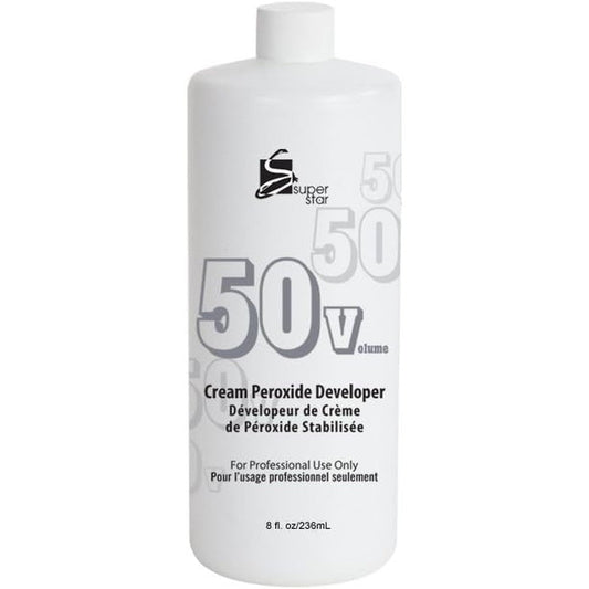 Super Star Stabilized Cream Peroxide Developer 50 Volume 8 Fluid Ounce bottle front view
