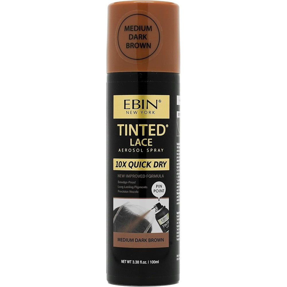 Ebin New York Tinted Lace Spray Dark Brown front view bottle