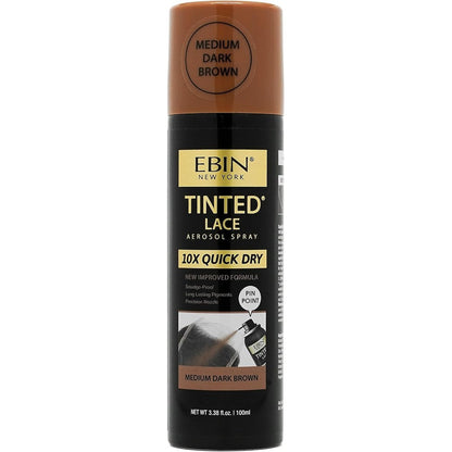 Ebin New York Tinted Lace Spray Dark Brown front view bottle