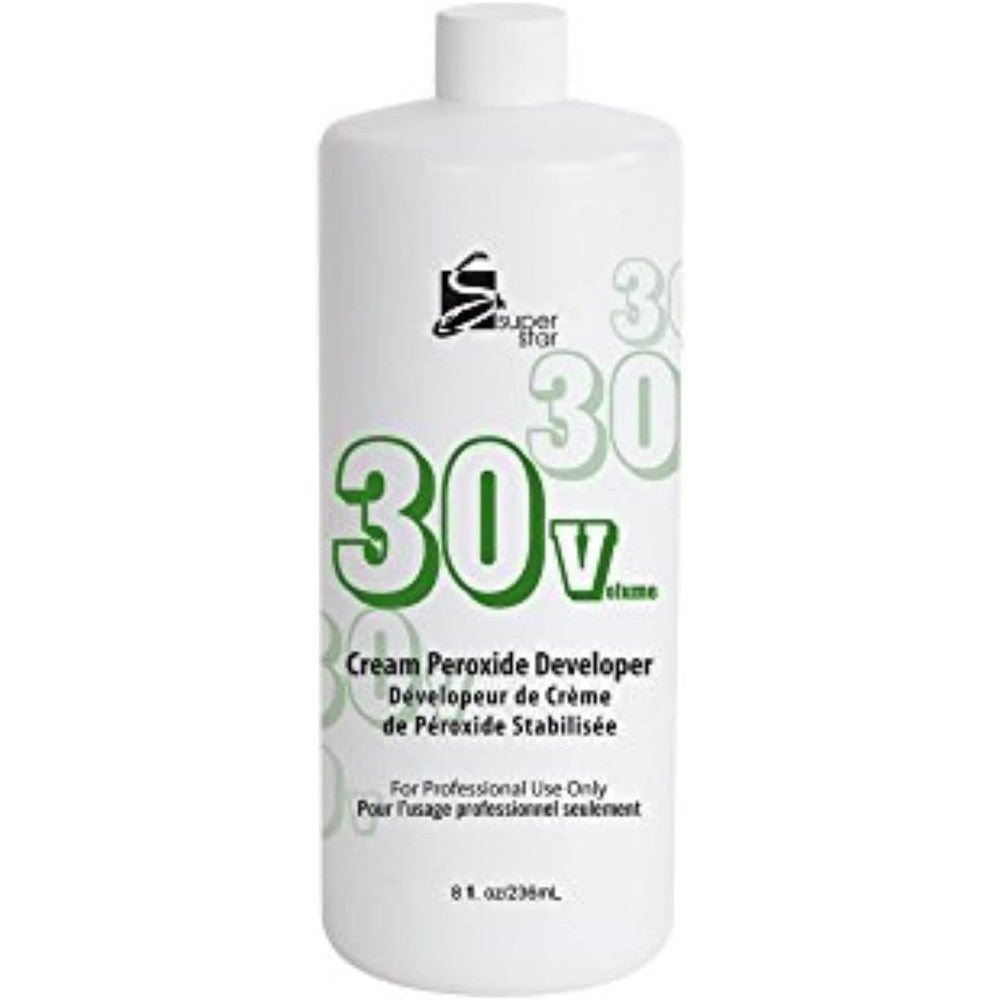 Super Star Cream Peroxide Developer 30 Volume 8 Fluid Ounce front view bottle